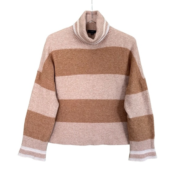 JCREW Womens Striped Oversized Turtleneck Sweater Wool Alpaca Soft Yarn Size XL‎ - Picture 3 of 15